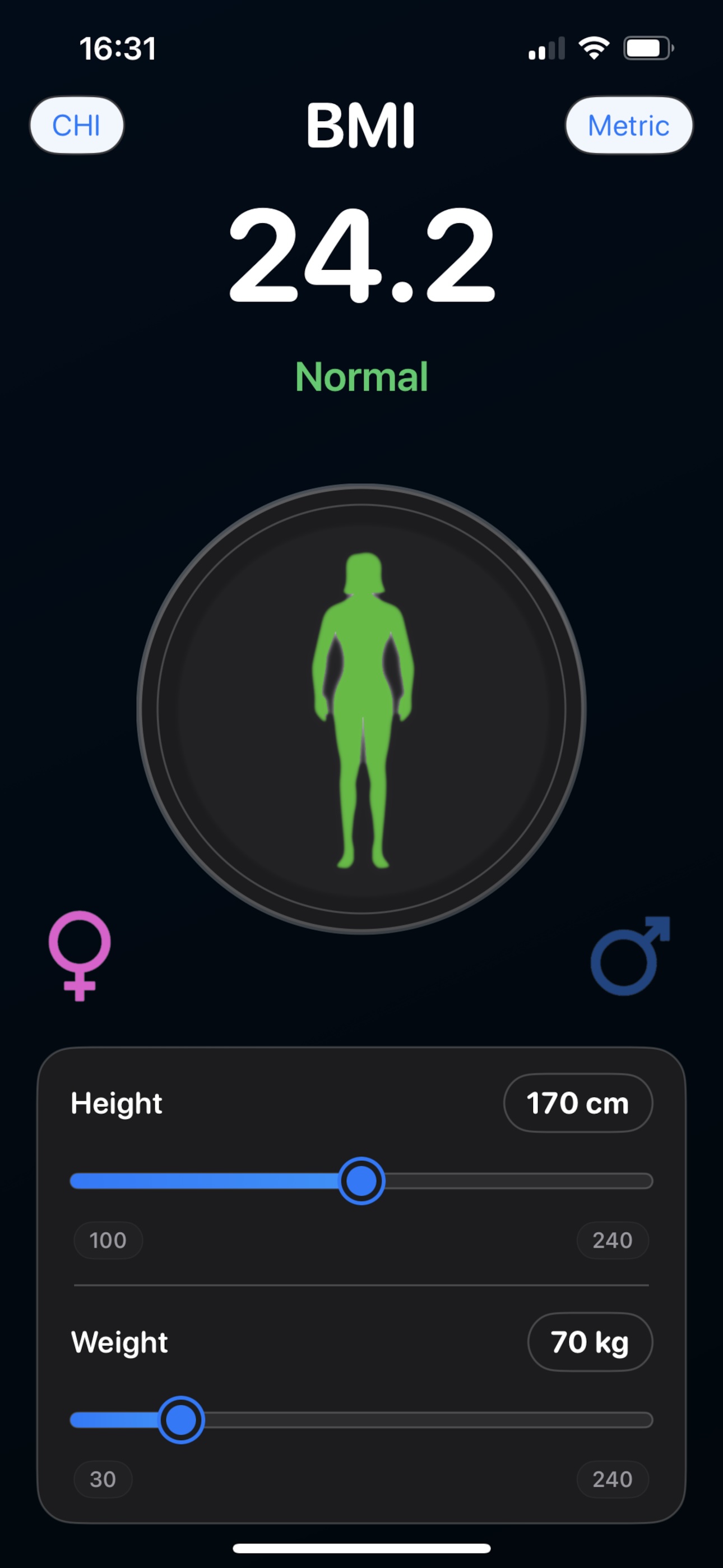 AiBMI App Screenshot 1 - Main Dashboard