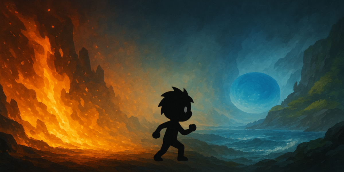 sXiX running across a fiery ridge under a twilight sky